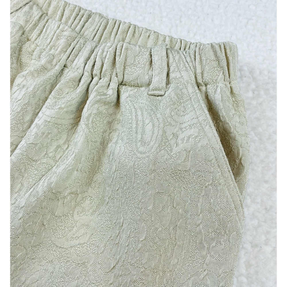 Mint Green High-Waisted Jacquard Ankle Cut Trouser Pants, S/M - Picture 9 of 13